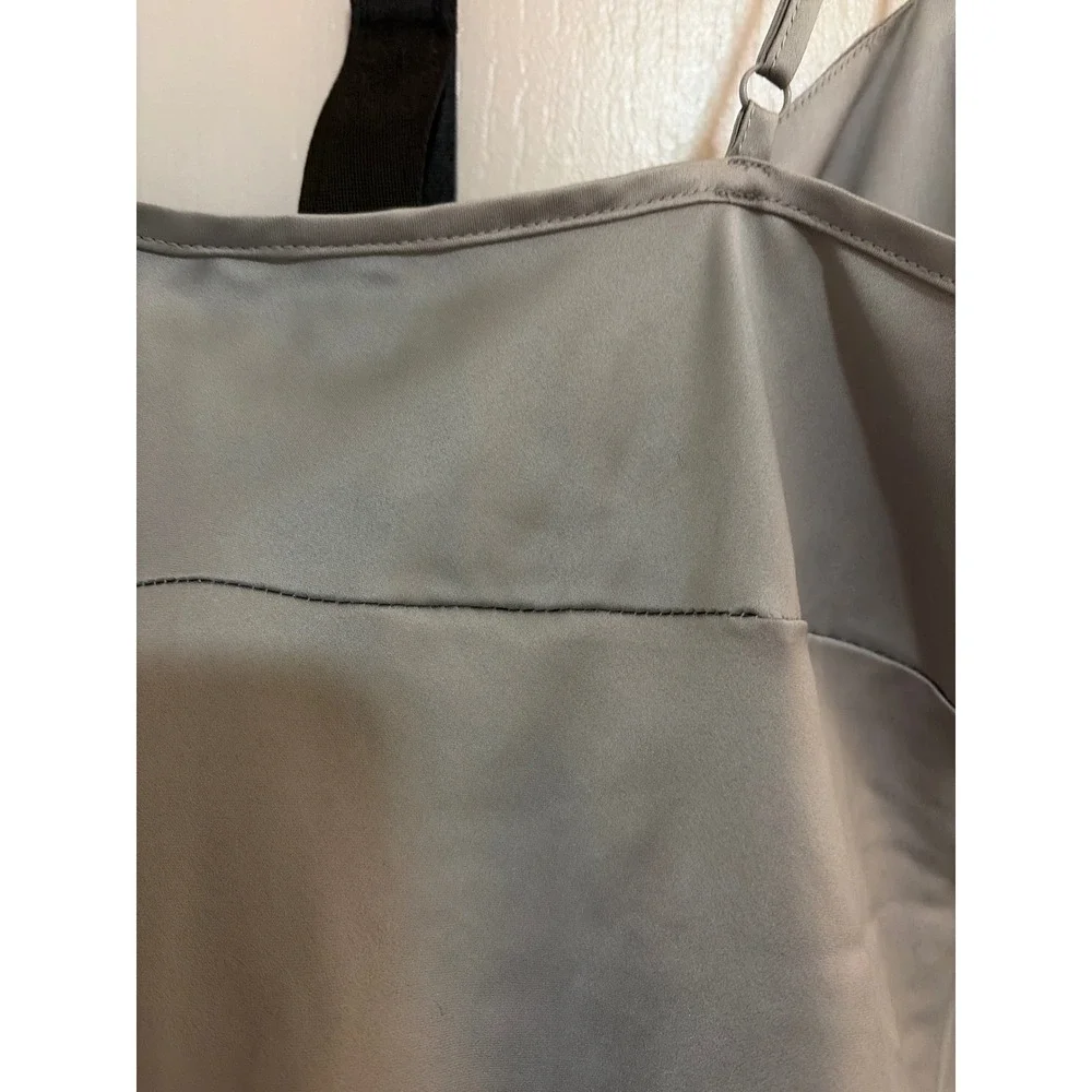 Vintage Y2K Silver Satin Bow Front Mini Dress Adjustable Straps‎ Grey XS